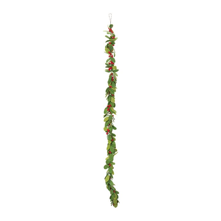 Handmade Fabric Mistletoe String Garland Set of 2 for Holiday Accents