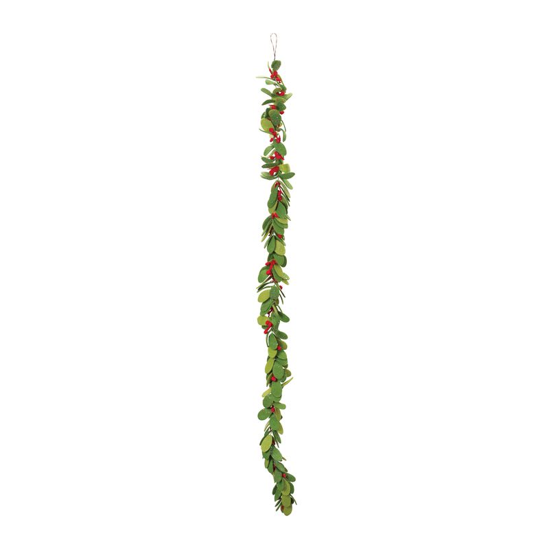 Handmade Fabric Mistletoe String Garland Set of 2 for Holiday Accents