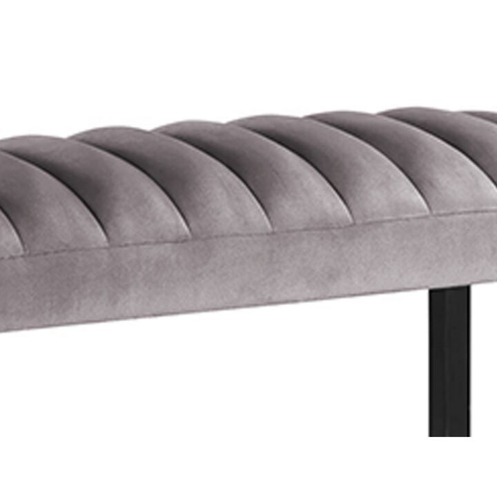 Marcus 38 Inch Counter Height Bench, Wood Frame, Fabric Upholstery, Gray - Benzara