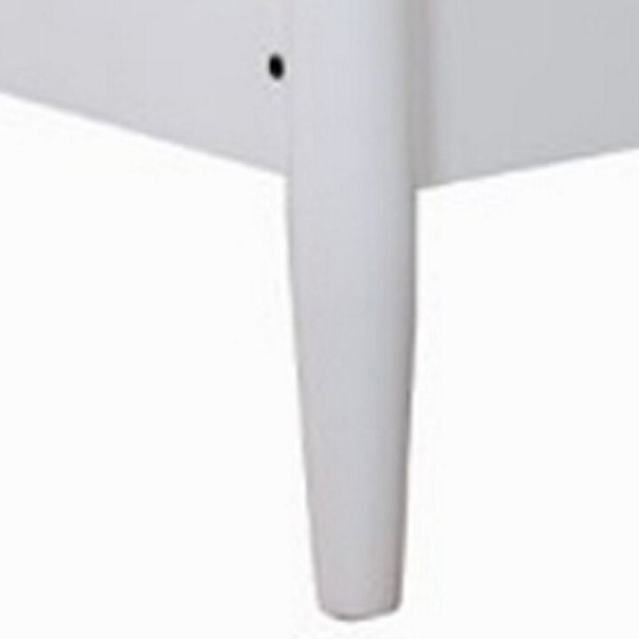 Wooden Eastern King Size Bed with Panel Headboard, White-Benzara