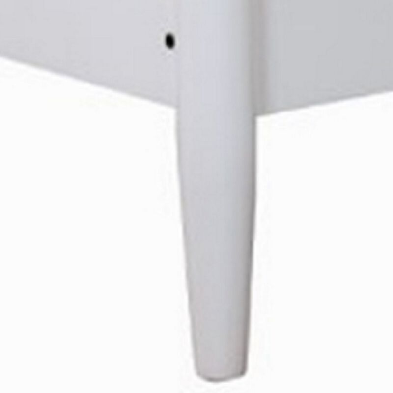 Wooden Eastern King Size Bed with Panel Headboard, White-Benzara