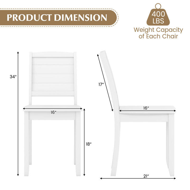 Wood Dining Chair Set of 2 Armless Kitchen Chairs with Rubber Wood Legs