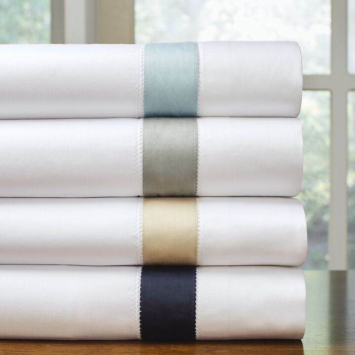 Pointehaven 525 Thread count Long staple cotton Bordered Hem, 4 pc sheet set