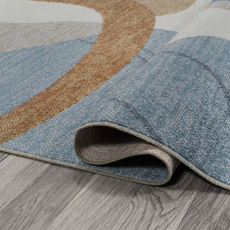 Algae Abstract Glam Botanical Machine-Washable Area Rug