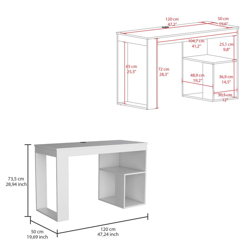 Astana Writing Desk, Two Shelves -Light Gray