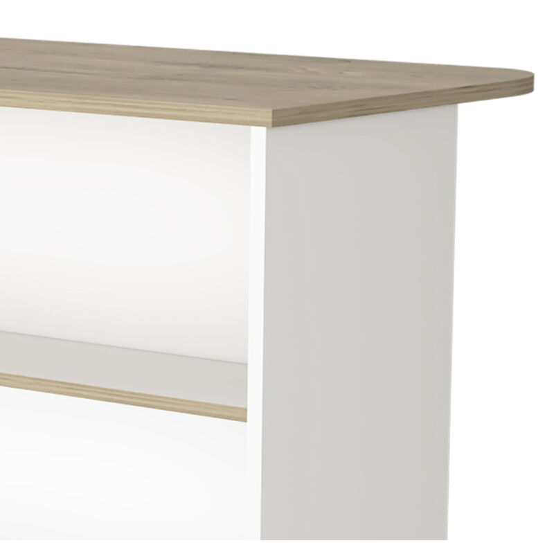 Streamdale Capwell 3-Tier Shelf Kitchen Island White And Light Pine
