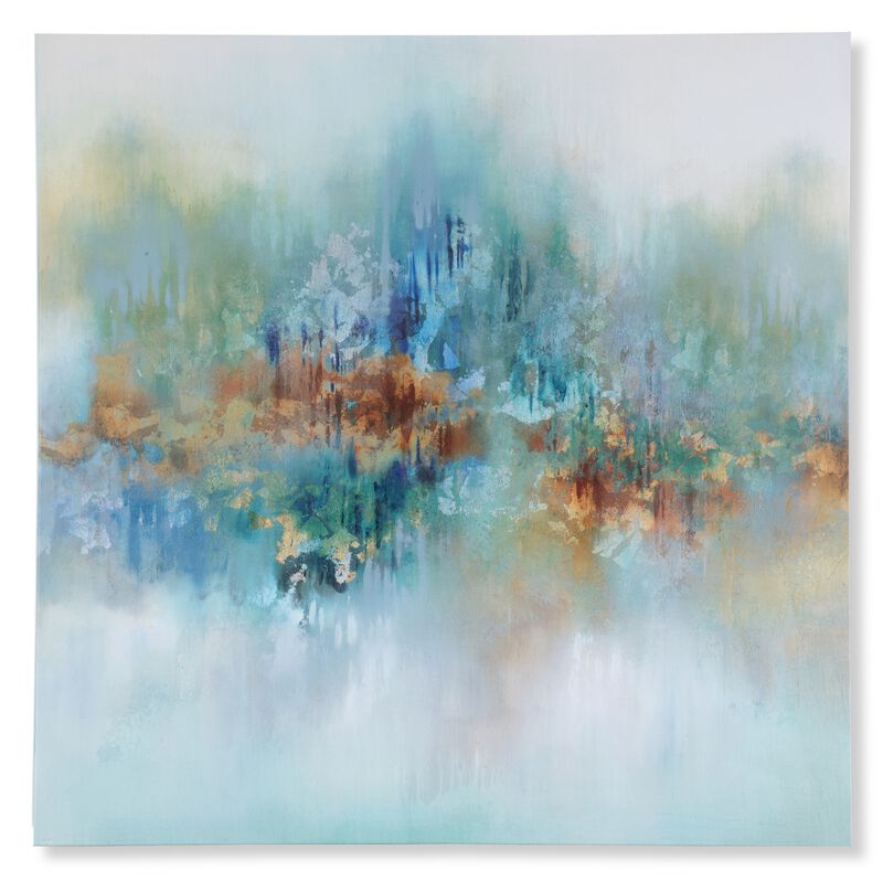 36 x 36 Modern Wall Art Painting, Giclee Frameless Canvas, Green Brown