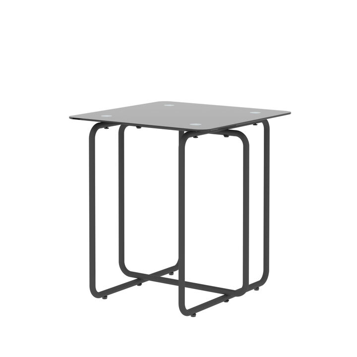 Modern Tempered Glass Coffee Table End Table Side Table For Living Room, Bedroom, Black