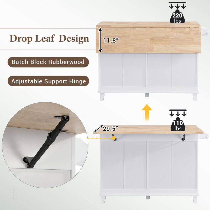 Streamdale Farmhouse Drop Leaf Island Set with 2 Seatings