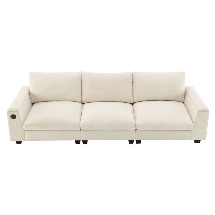 Merax Chenille Sectional Sofa with Bluetooth Speaker