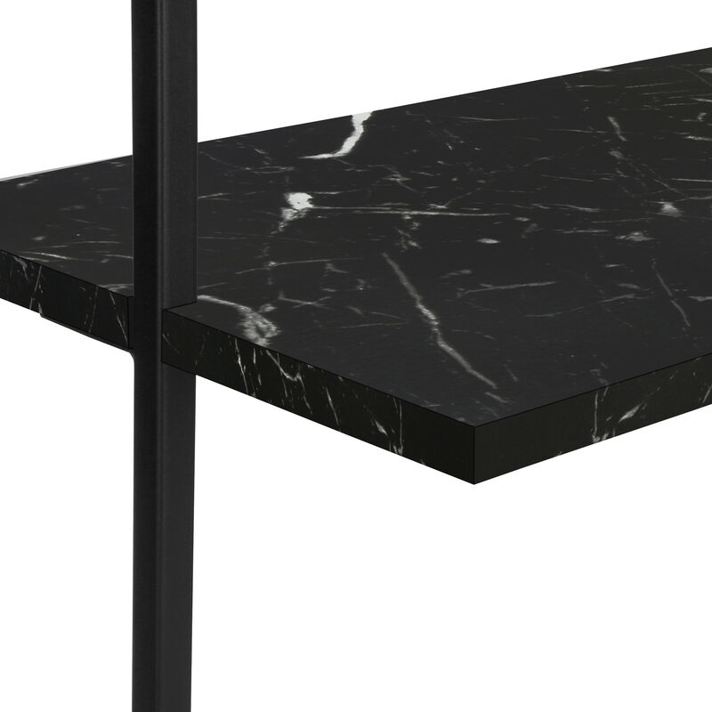 Monarch Specialties I 3684 Bookshelf, Bookcase, Etagere, Ladder, 5 Tier, 72"H, Office, Bedroom, Metal, Laminate, Black Marble Look, Black, Contemporary, Modern