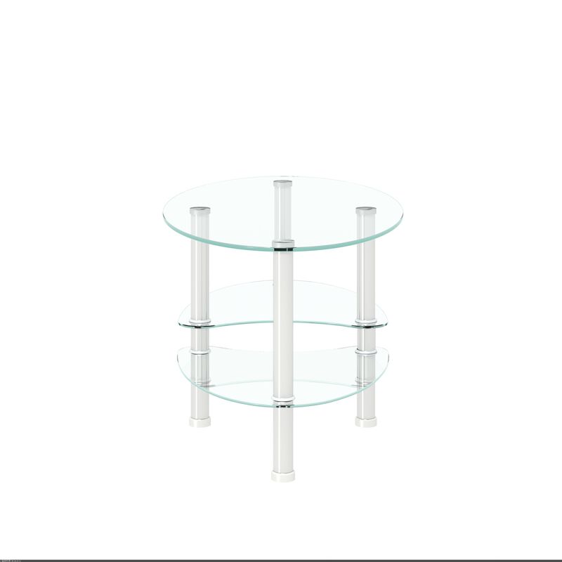 Transparent Oval Glass Coffee Table, Modern Table with Stainless Steel Leg
