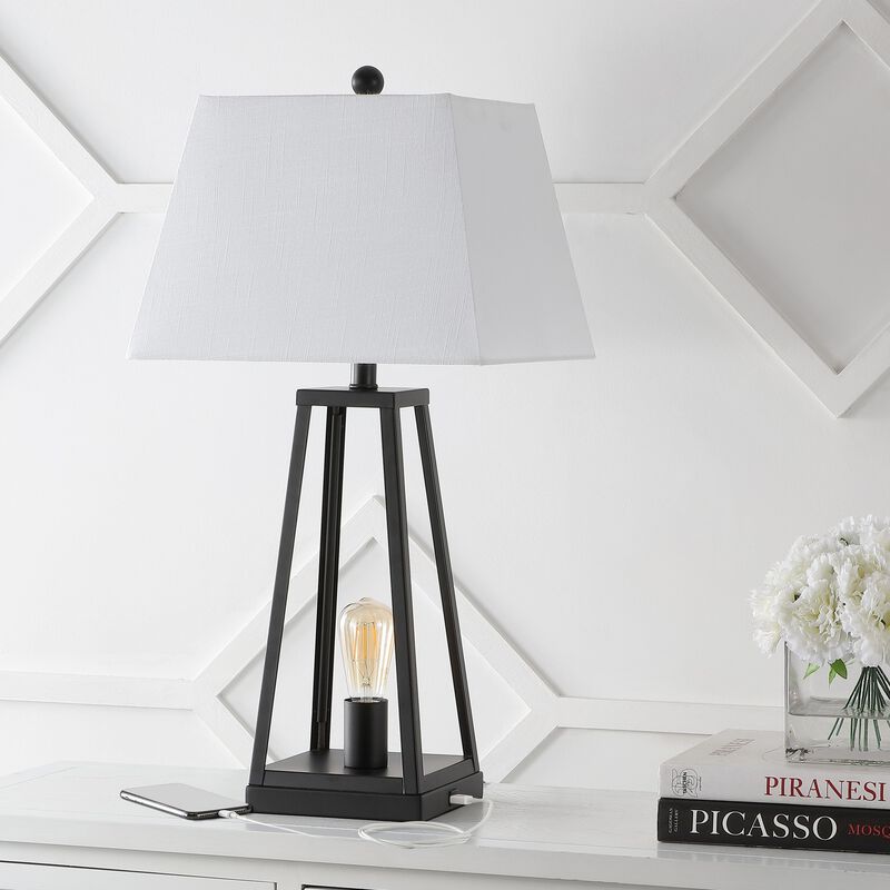 Waylon Classic Industrial Iron Nightlight LED Table Lamp with USB Charging Port
