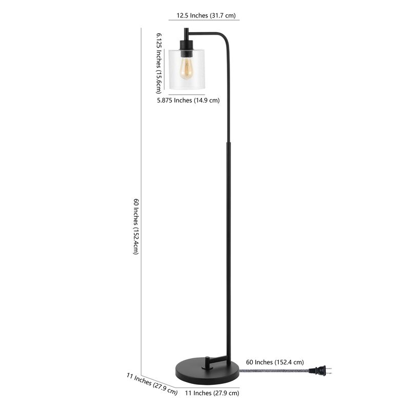 Axel Iron/Seeded Glass Farmhouse Industrial LED Floor Lamp