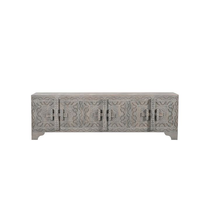 Taran Designs Grayson 6-door Carved Solid Wood TV Stand