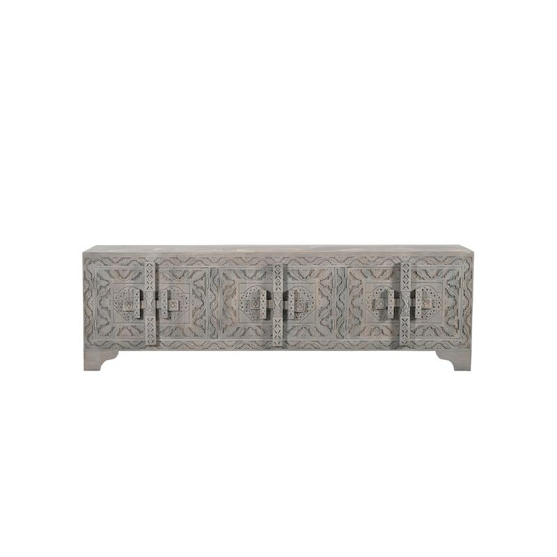 Taran Designs Grayson 6-door Carved Solid Wood TV Stand