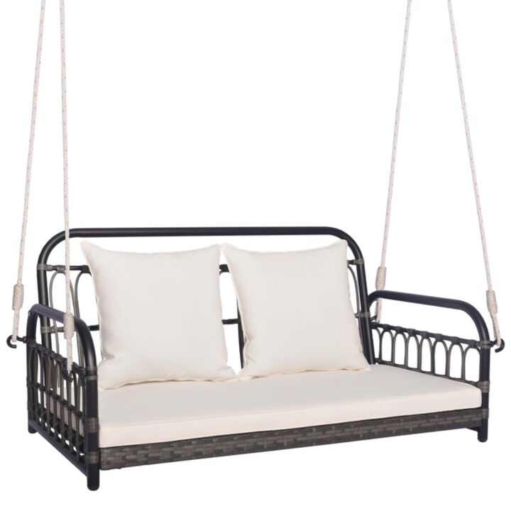 Hivvago 2-Person Outdoor Hanging Chair with Ropes-Gray
