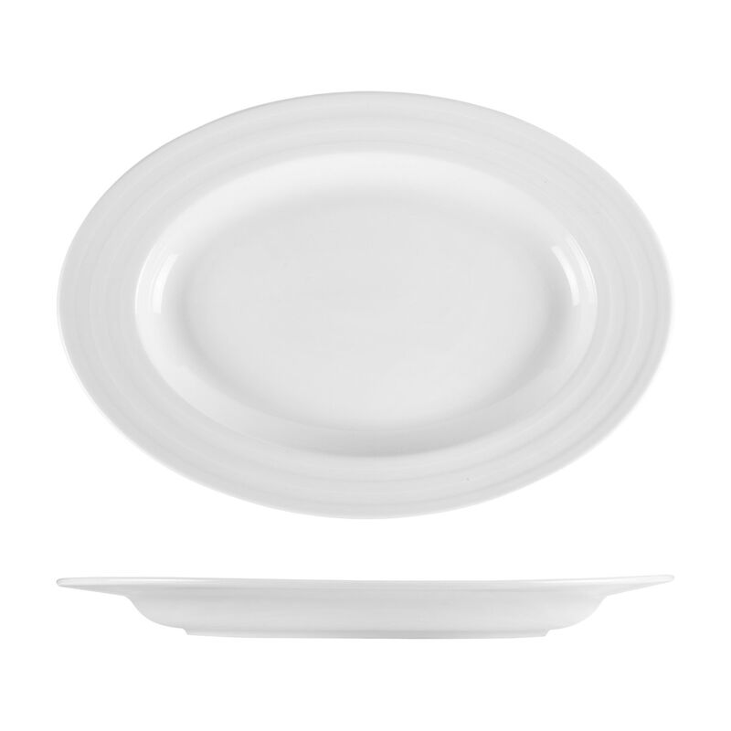 Porcelain Lizbon 15.25" x 10.5" x h:1.5" Oval White Porcelain Platter