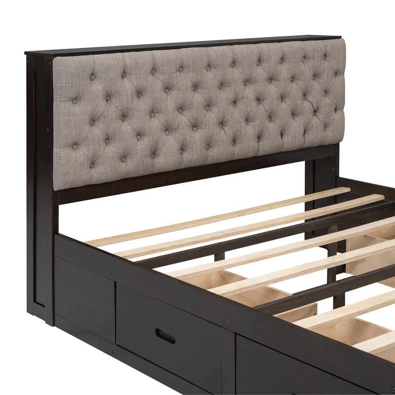 Merax Platform Bed with Storage Headboard