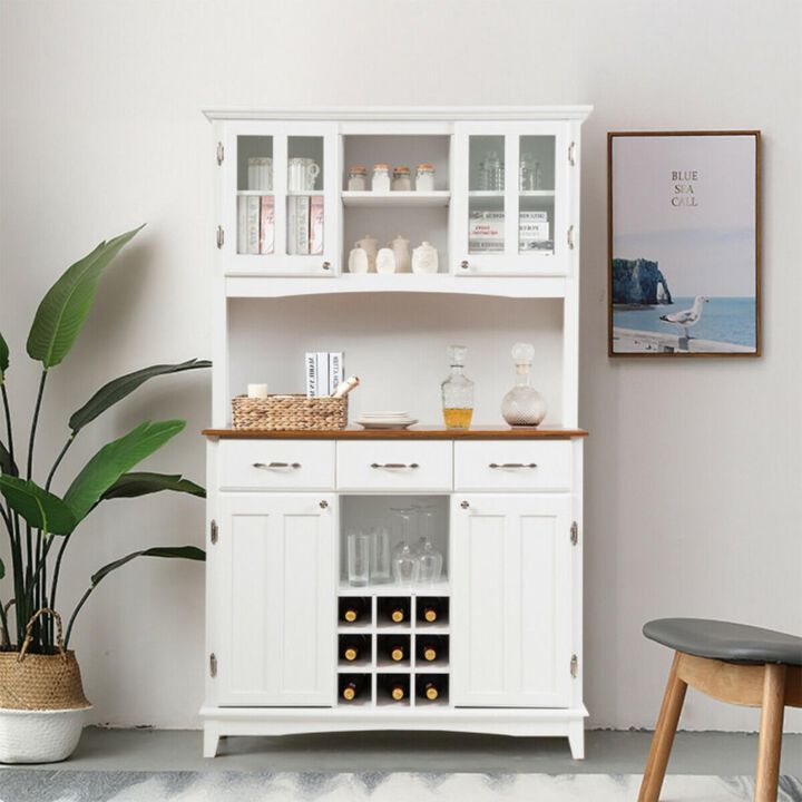 Hivvago Kitchen Storage Cabinet Cupboard with Wine Rack and Drawers