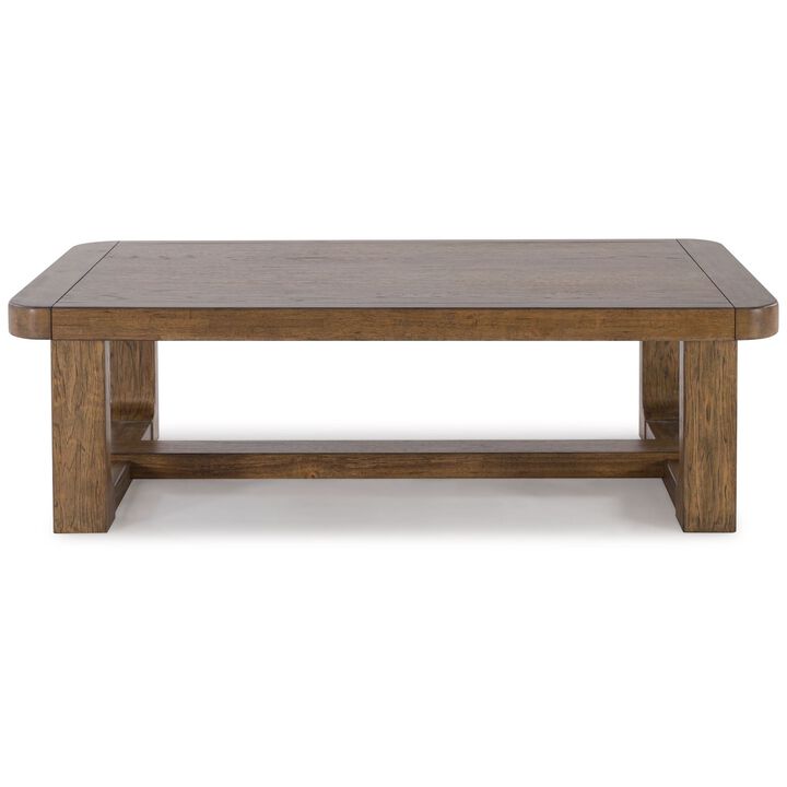 Cabal Coffee Table, Light Brown Hardwood Frame, Rectangular 34 Inch - Benzara