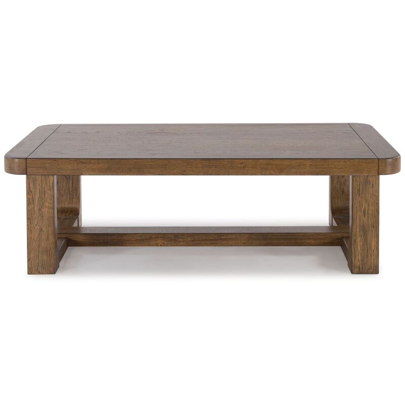 Cabal Coffee Table, Light Brown Hardwood Frame, Rectangular 34 Inch - Benzara
