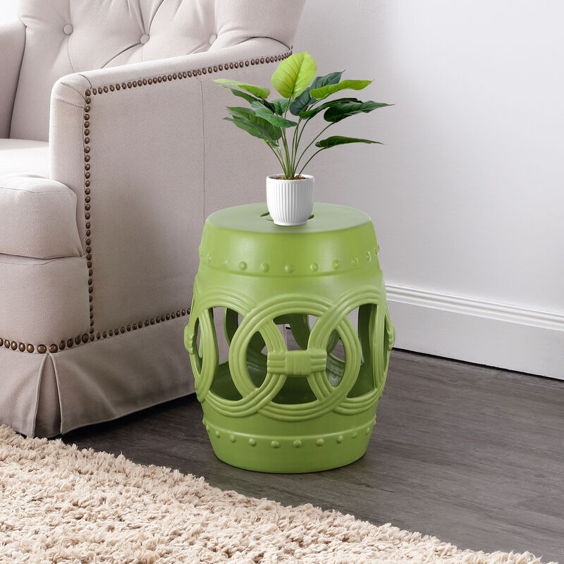 Lucky Coins 16" Chinese Ceramic Drum Garden Stool