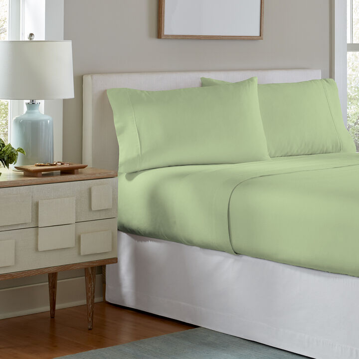 Pointehaven Ultra Soft 100% Cotton Sage Solid 170 GSM Flannel 4 pc Sheet Set, California King