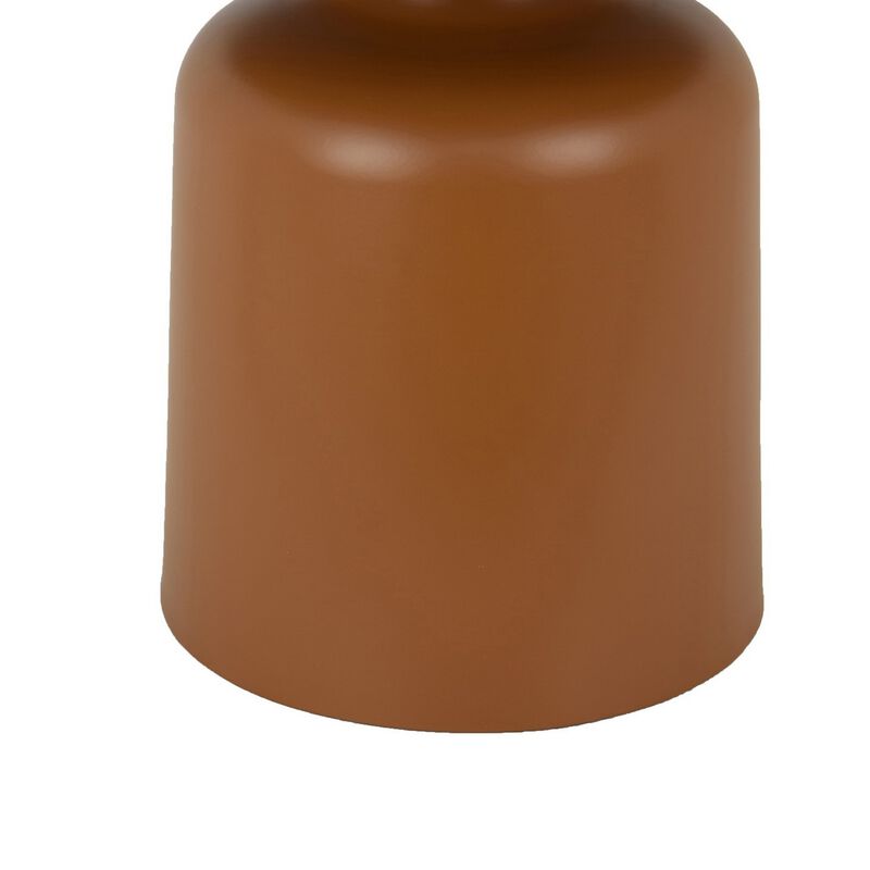 Ricca Plant Stand Table, Brown Metal, Round 19 Inch Top, Pedestal Base - Benzara