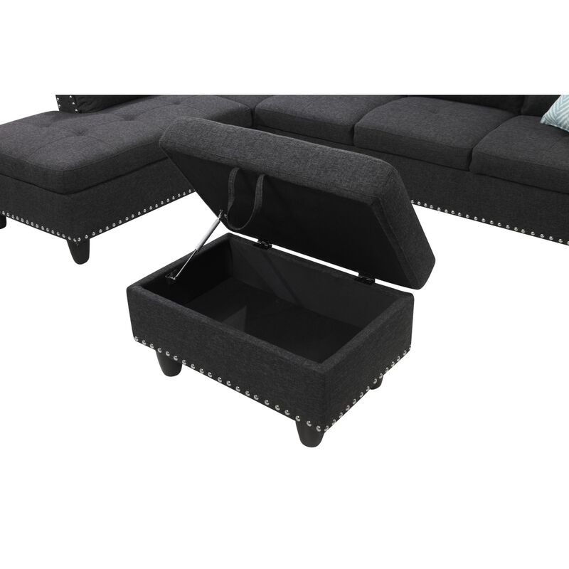 Alger 98" Wide Left Hand Facing Sofa Chaise With Ottoman