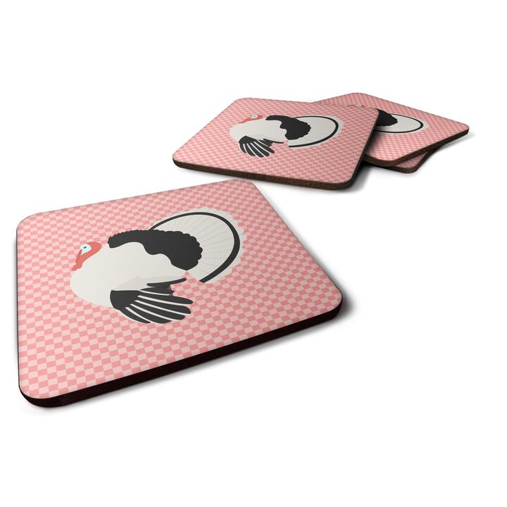 Caroline's Treasures Royal Palm Turkey Pink Check Decorative coasters, 3.5, Multicolor