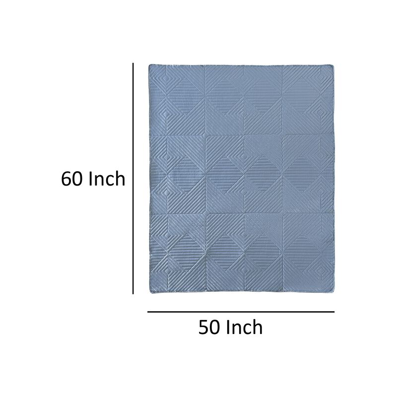 Ahab 50 x 60 Inch Quilted Throw Blanket with Fill, Dutch Velvet, Spa Blue