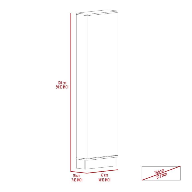 Cassidy Rectangle Tall Shoe Cabinet With Mirror