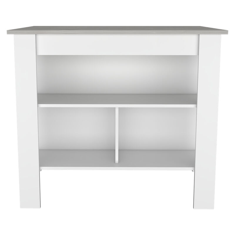Streamdale Cala Kitchen Island, Four Legs, Three Shelves - White Ibiza Marble