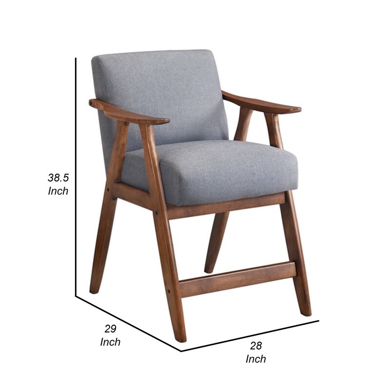 Stella 26 Inch Counter Height Chair, Light Gray Fabric, Cushions, Brown - Benzara