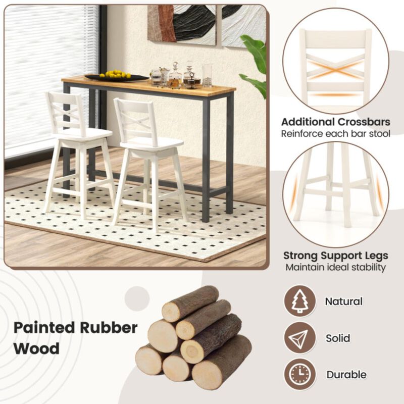 Hivvago Swivel 24-Inch Counter Height Stool Set of 2 with Inclined Backrest