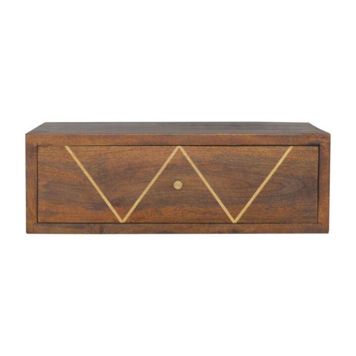 Artisan Furniture solid Wood Floating Chestnut Brass Nightsand