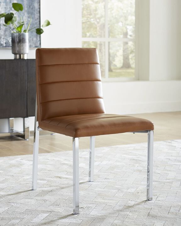 Amalfi Metal Back Chair in Cognac Leather
