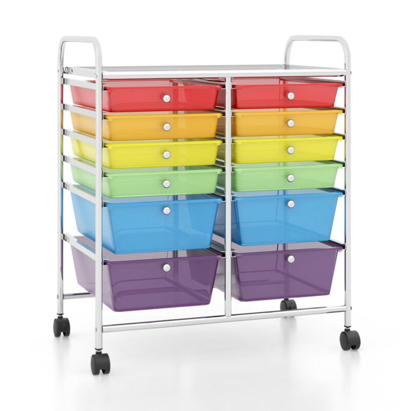 Hivvago 12-Drawer Rolling Storage Cart with Removable Drawers and Lockable Wheels