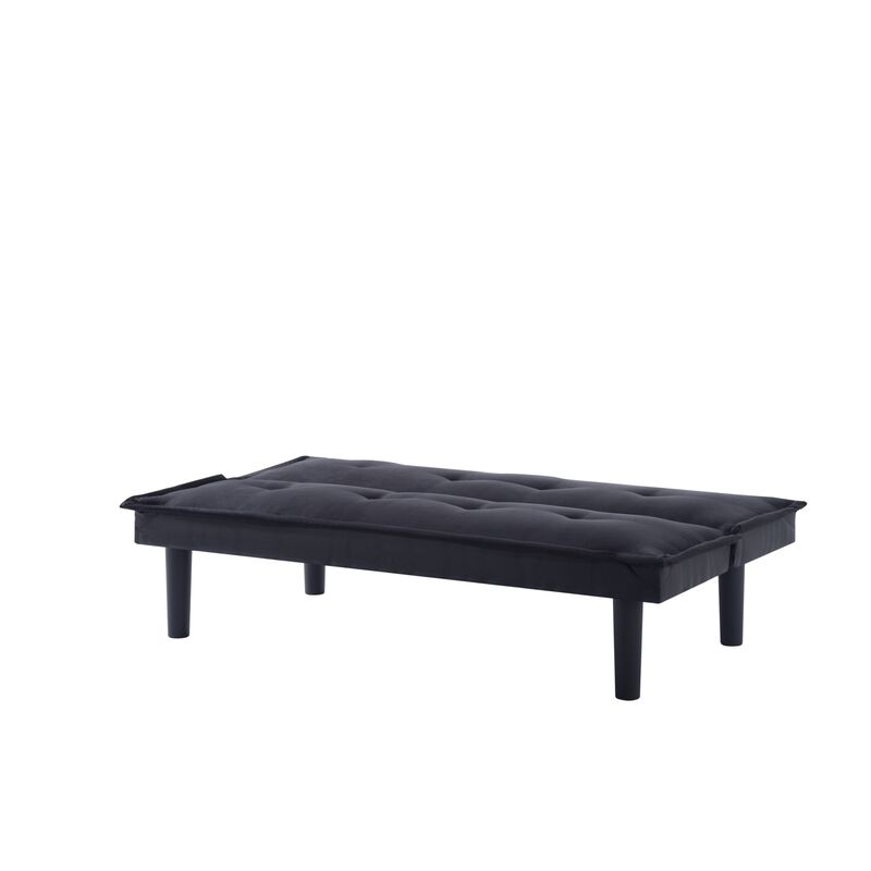 63.2 in. Black Velvet Twin Size Sofa Bed