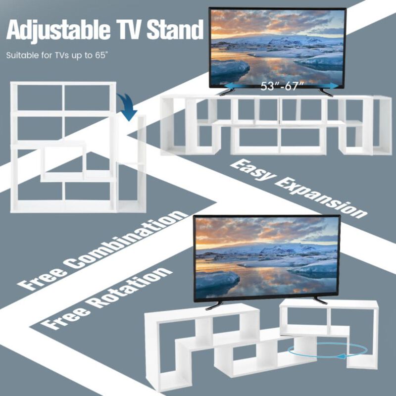 Hivvago 3 Pieces Console TV Stand for TVs up to 65 Inch with Shelves