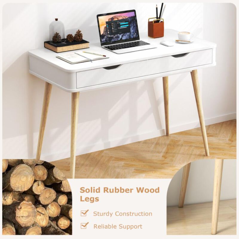 Hivvago 43.5 Inch Computer Desk with 2 Drawers for Small Spaces