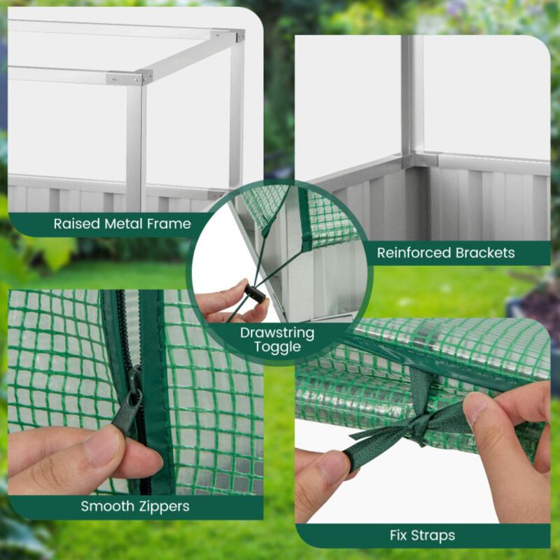 Hivvago Galvanized Raised Garden Bed with Greenhouse Cover