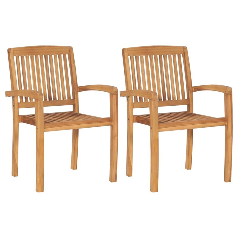vidaXL Garden Chairs 2 pcs with Wine Red Cushions Solid Teak Wood