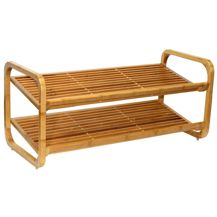 Oceanstar  2 Tier Bamboo Shoe Rack, Rounded