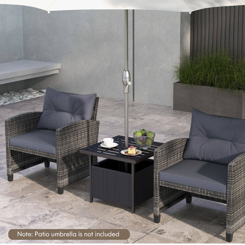 Outdoor Patio Rattan Wicker Steel Side Deck Table