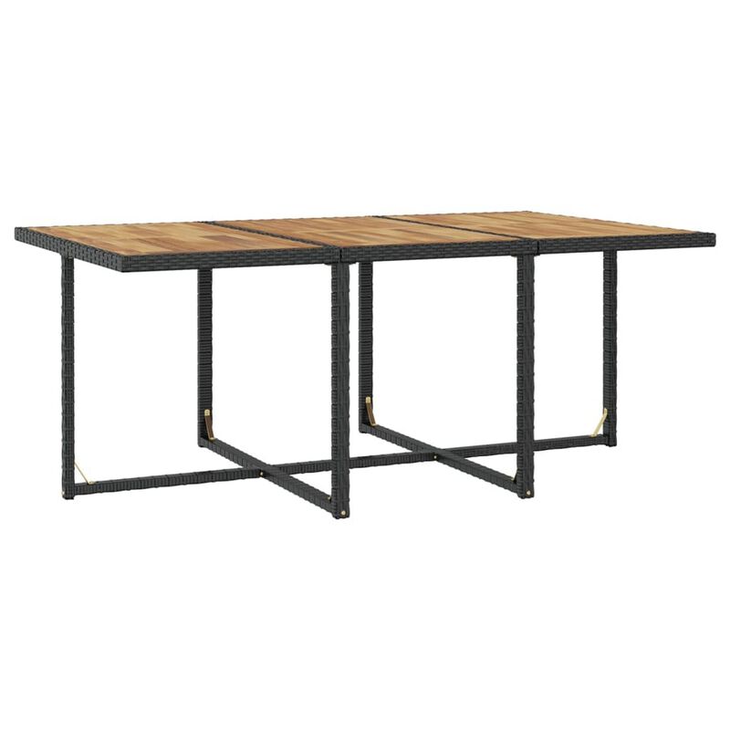 11pc Outdoor Dining Table Set, 10 Seater, Brown Acacia Wood n Rattan - Benzara