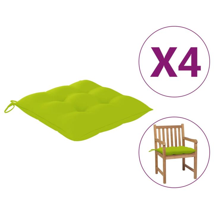 vidaXL Chair Cushions 4 pcs Bright Green 19.7"x19.7"x2.8" Fabric