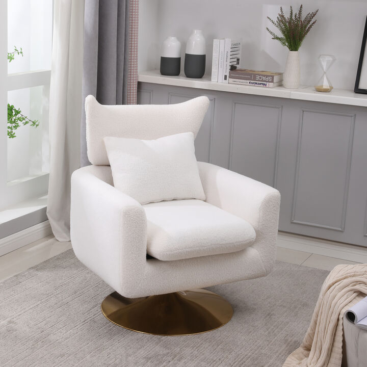 Classic Mid-Century 360-Degree Swivel Accent Chair, Teddy Fabric