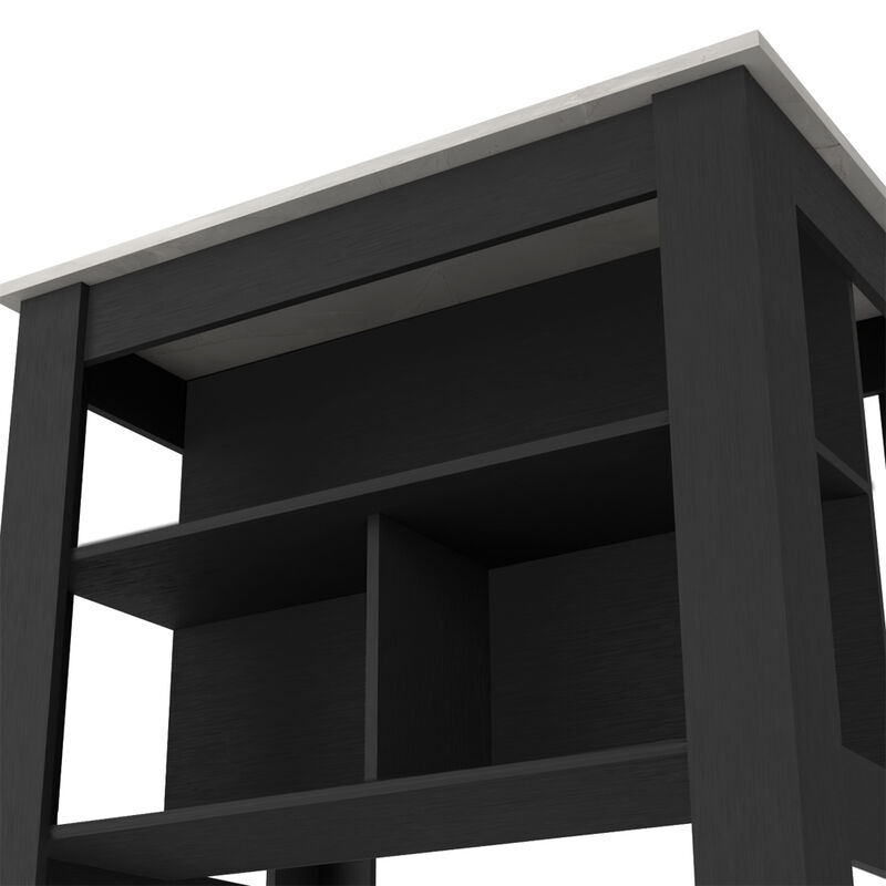 Kitchen Island Dozza, Kitchen, Black / Ibiza Marble Color Finish